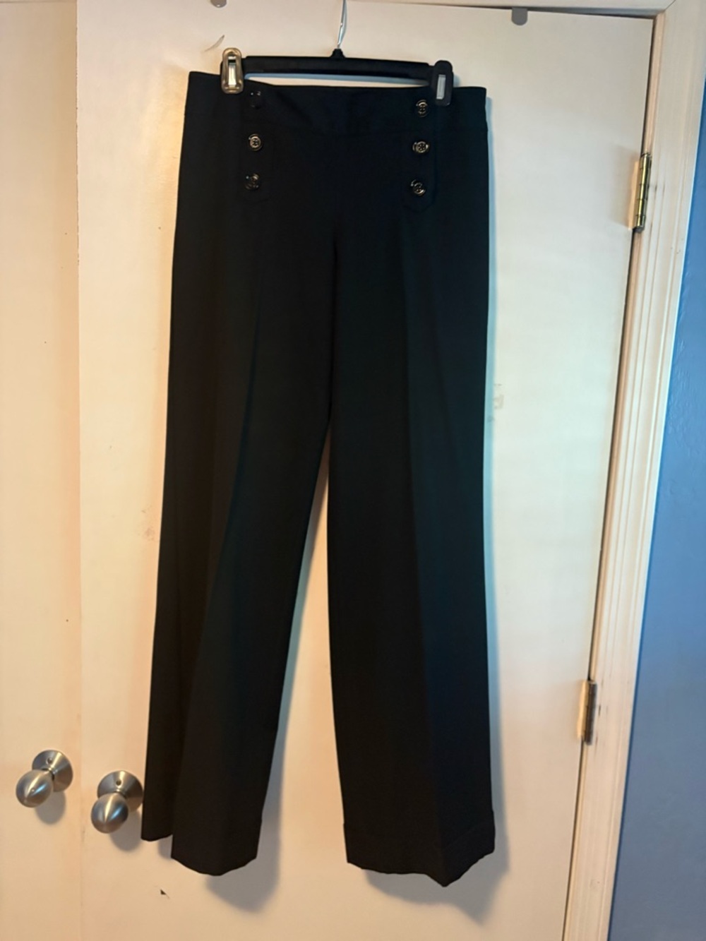 Classic Black Women’s Sailor Style Dress Pants - Tailored Wide Leg